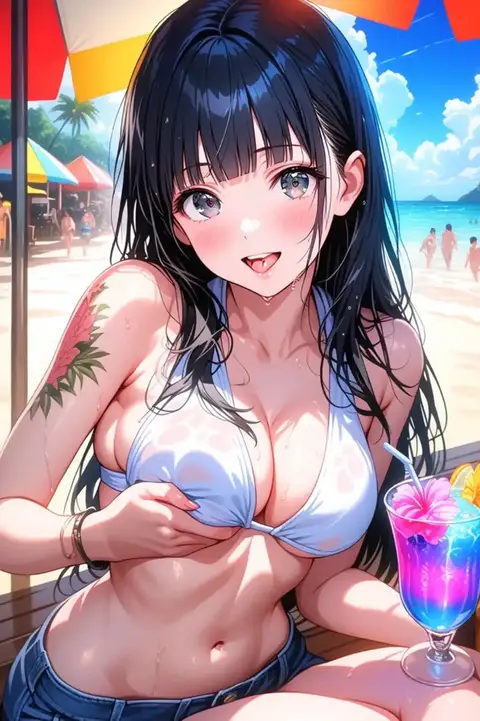 海でドキドキ旅行するナナ